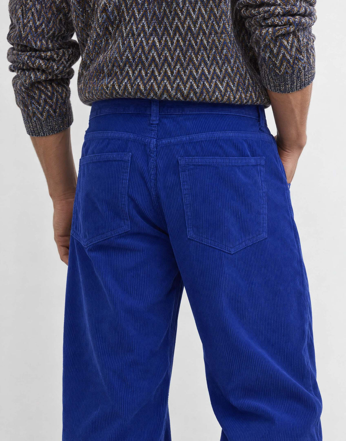 Topman baggy fit cord trouser in cobalt blue