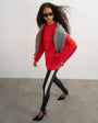 Topshop seamed detail long sleeve skater top in red
