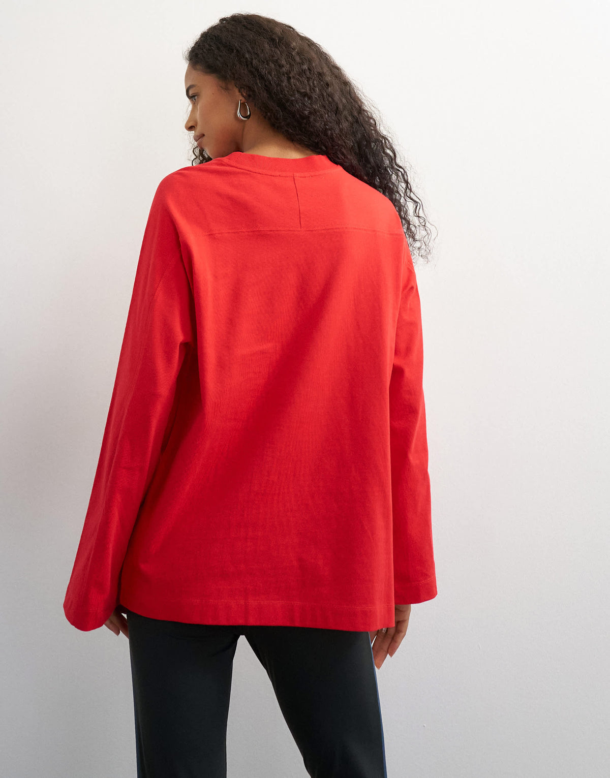 Topshop seamed detail long sleeve skater top in red