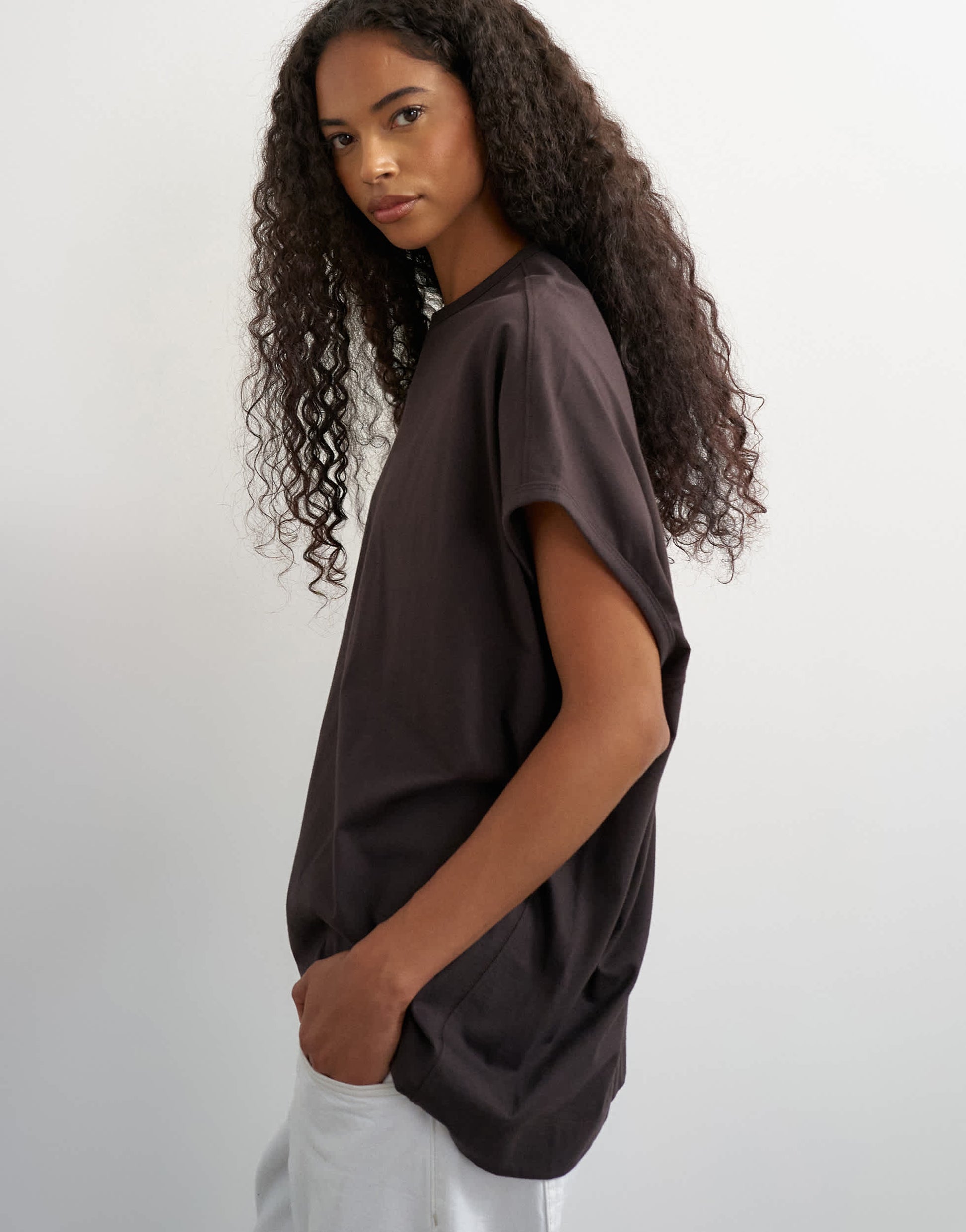 Topshop oversized colour block circle tank in brown
