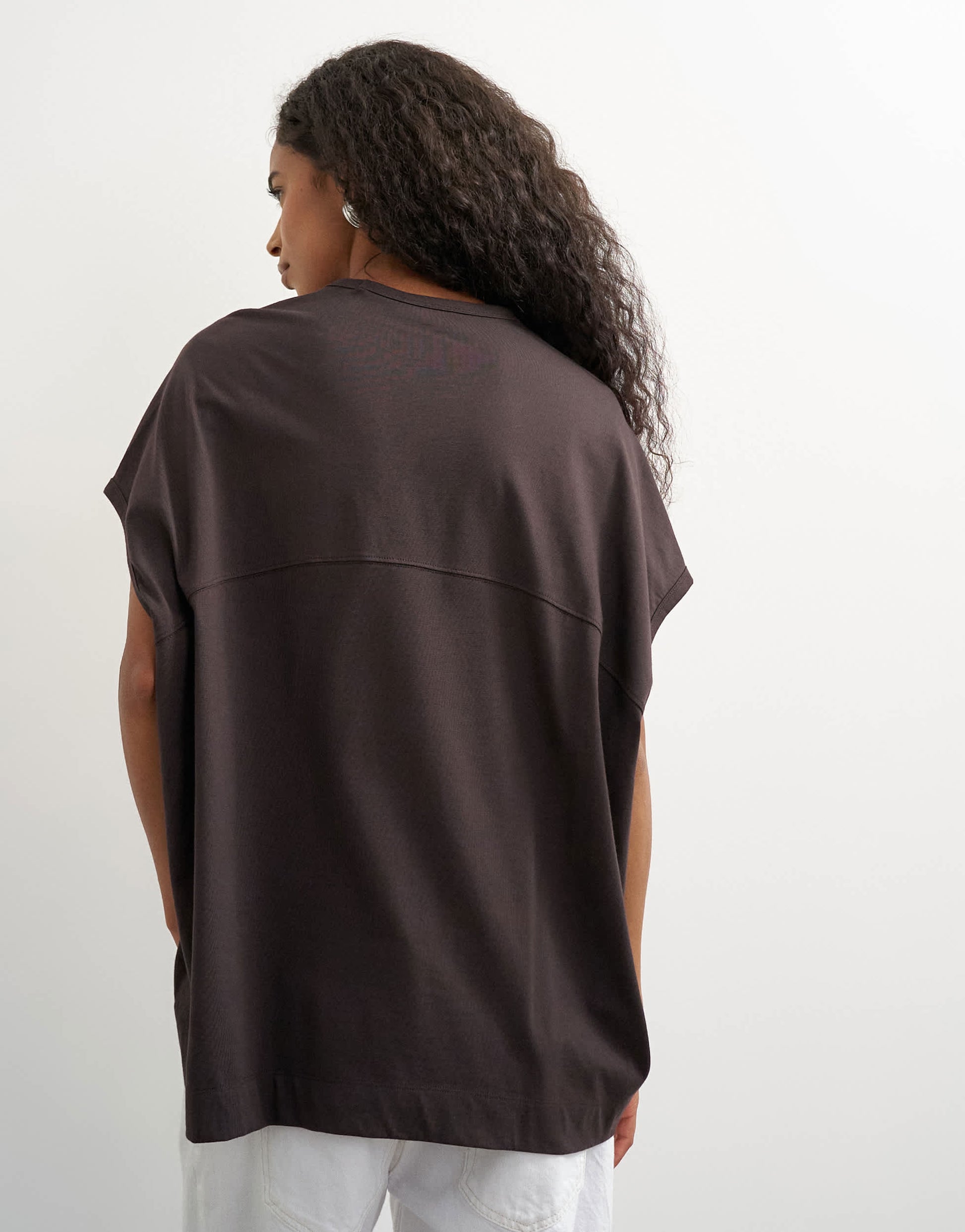 Topshop oversized colour block circle tank in brown