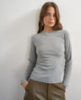 Topshop long sleeve micro v top in grey marl