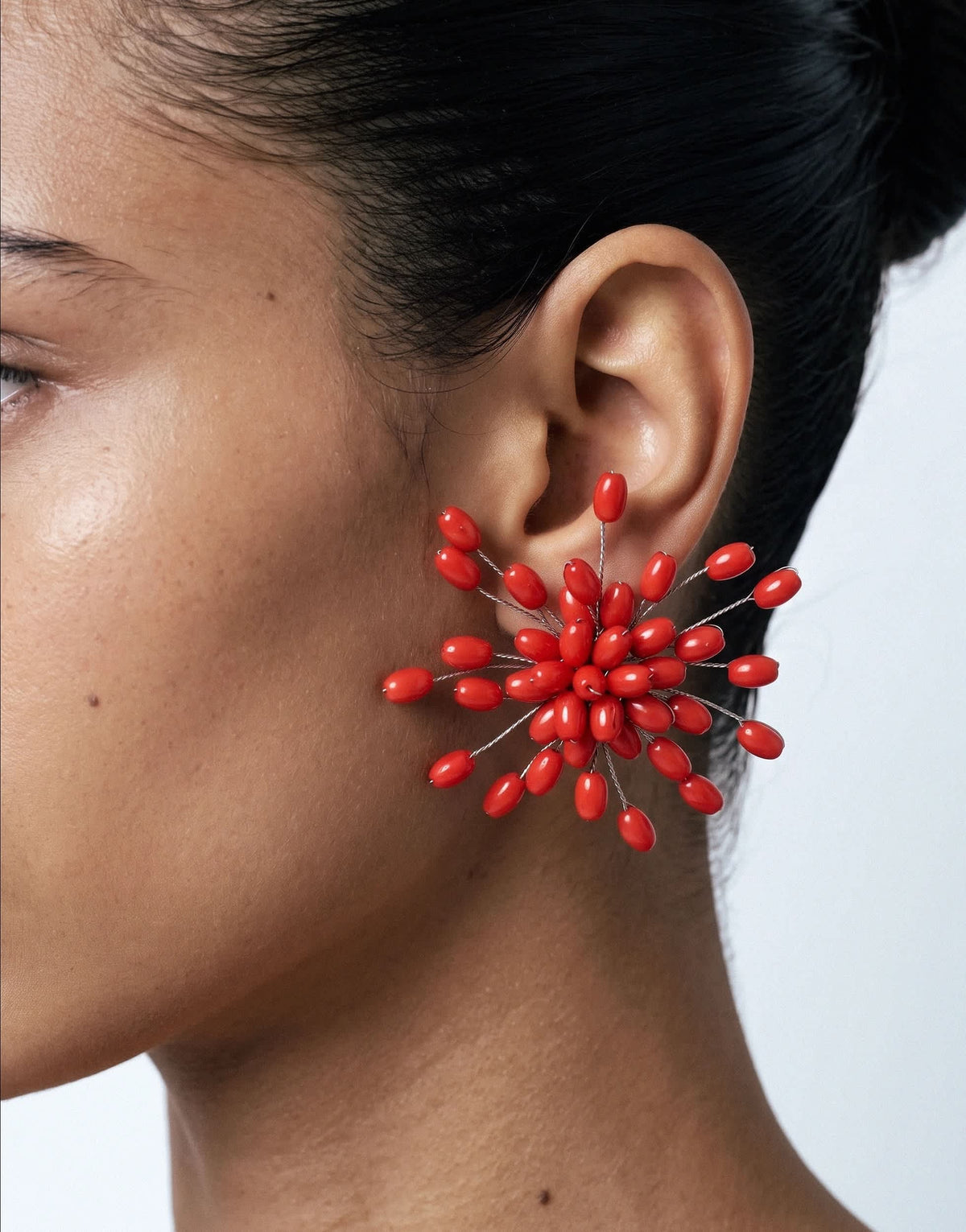 Topshop Echo statement hand-made stud earring in red