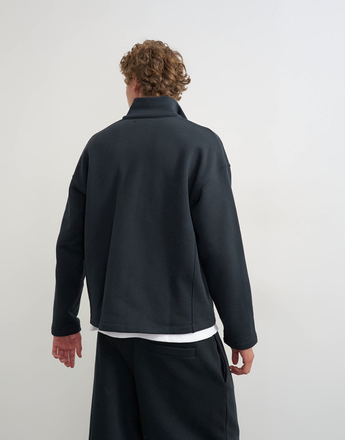 Topman relaxed fit heavyweight zip funnel in black