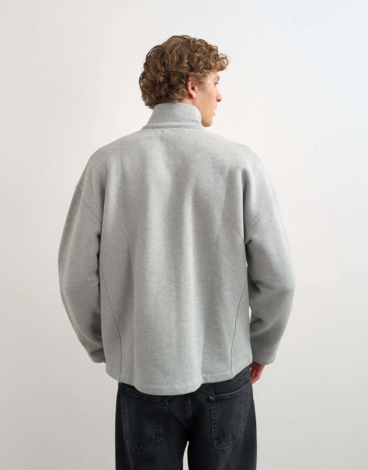 Topman relaxed fit heavyweight zip funnel in grey marl