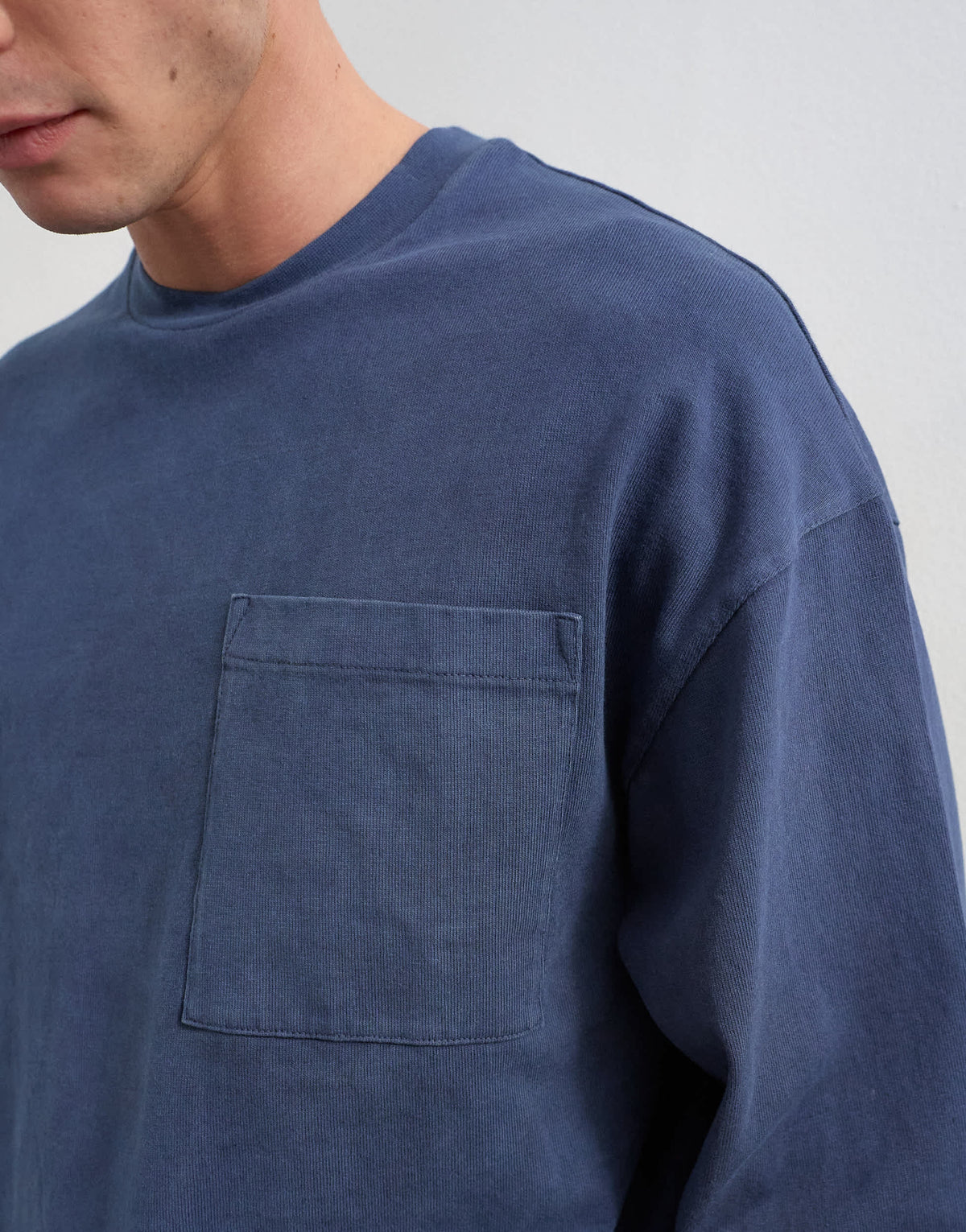 Topman relaxed fit long sleeve heavyweight t-shirt in washed navy