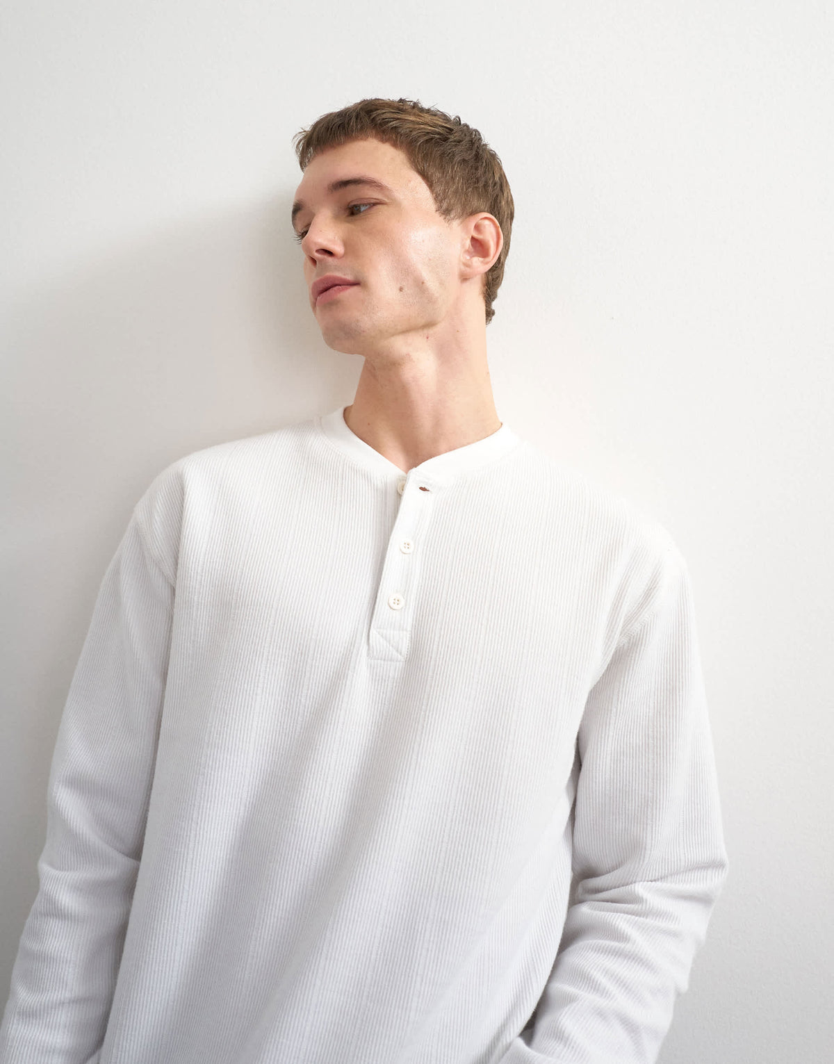 Topman relaxed fit rib henley in ecru