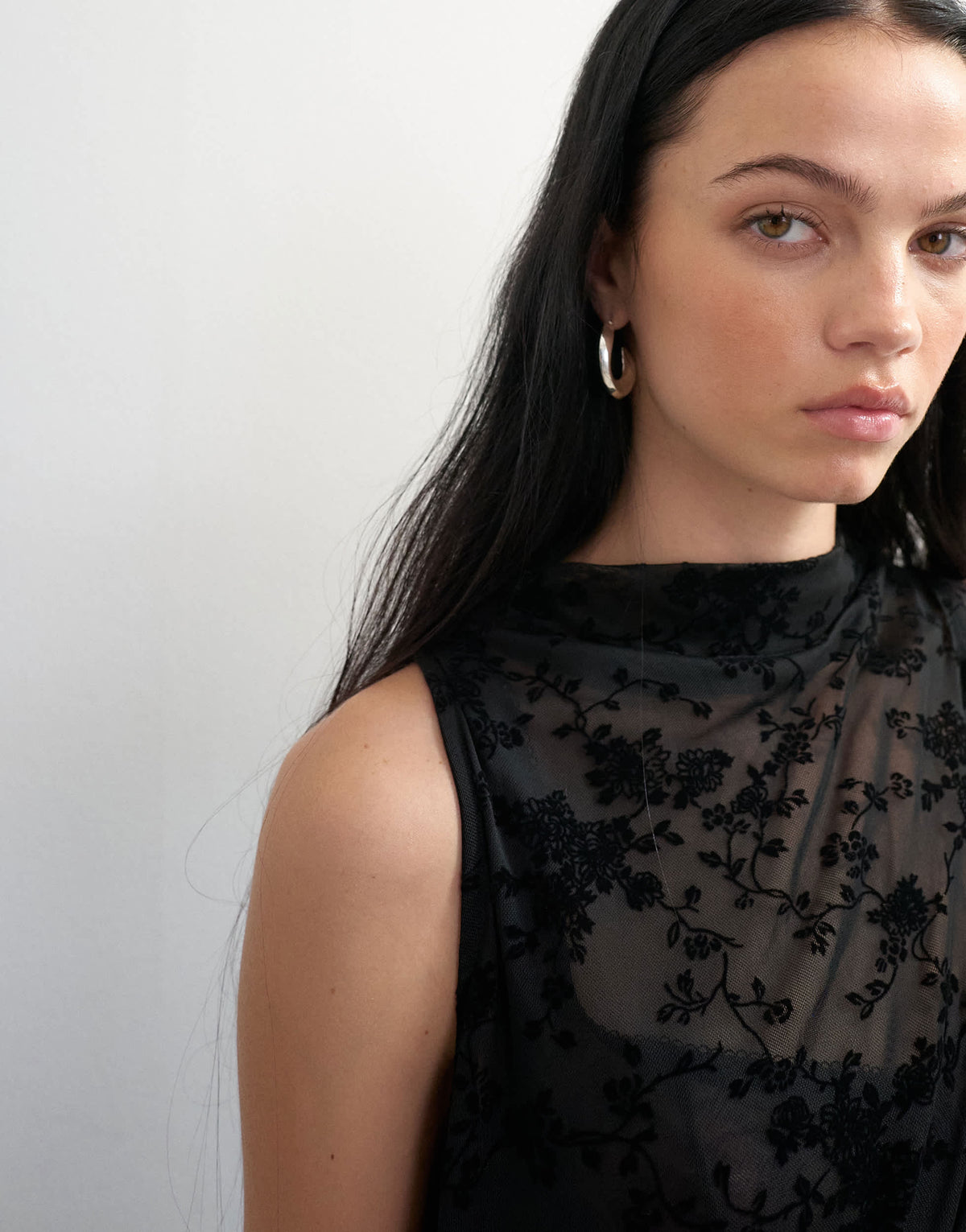 Topshop devoure cowl neck tie detail top in black