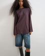 Topshop seamed detail long sleeve skater top in chocolate plum