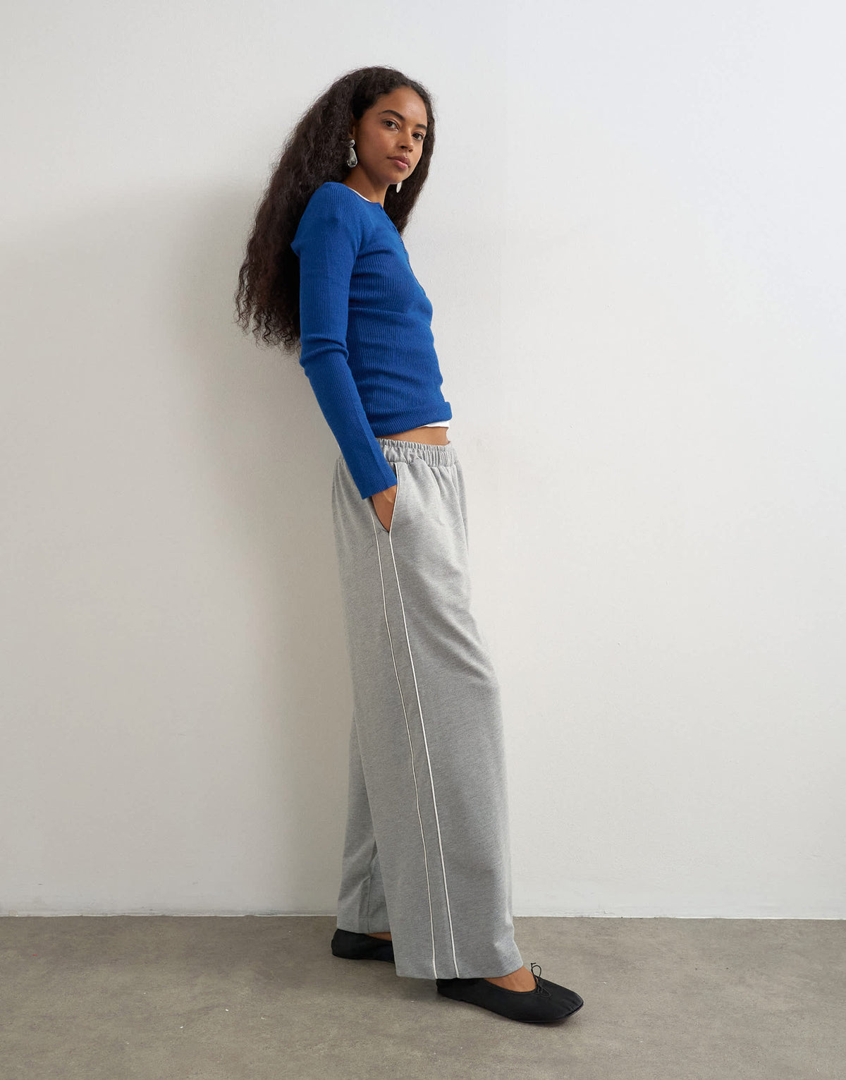 Topshop sweat piped detail cropped bottoms in grey