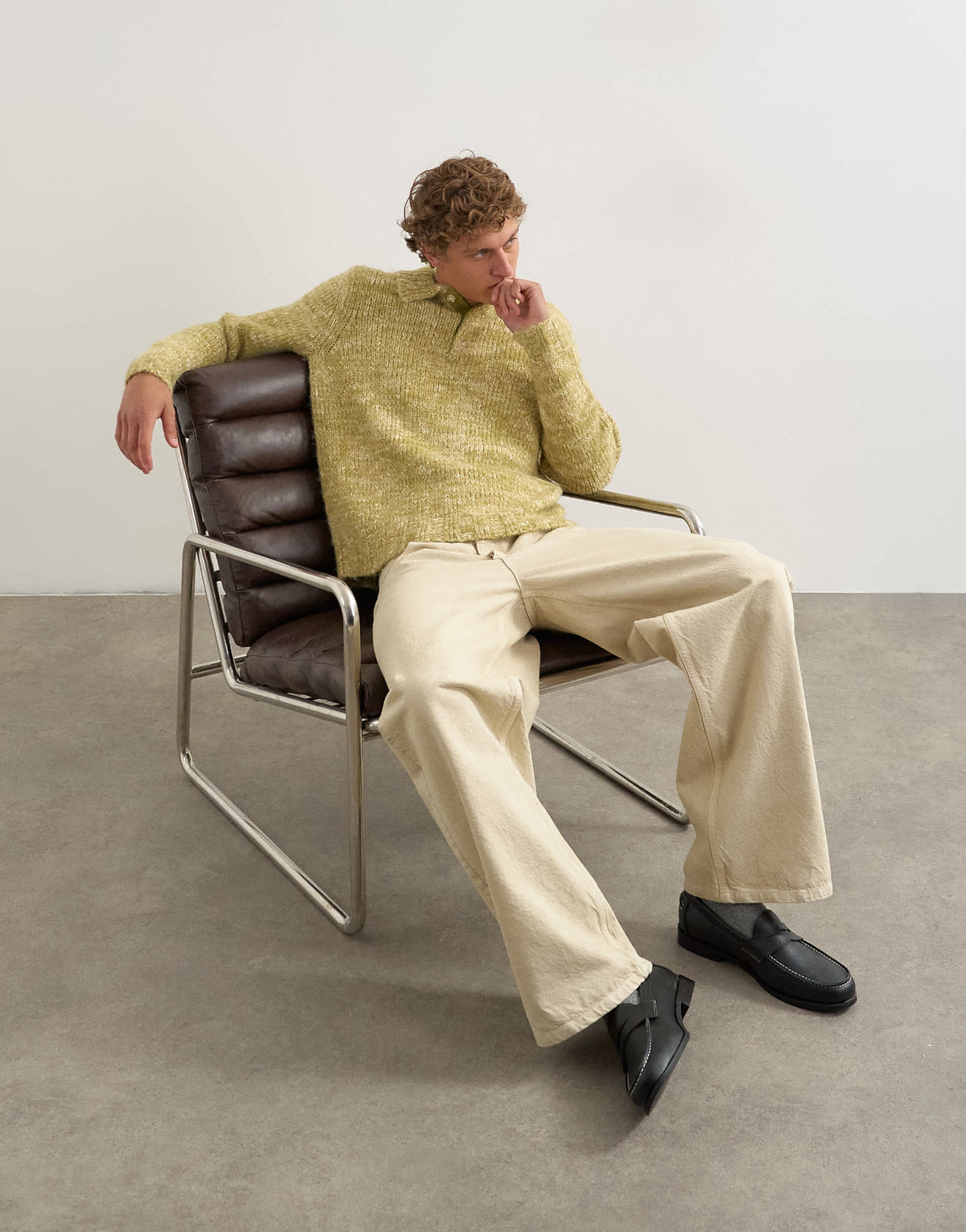 Topman classic fit knitted twist polo in light green