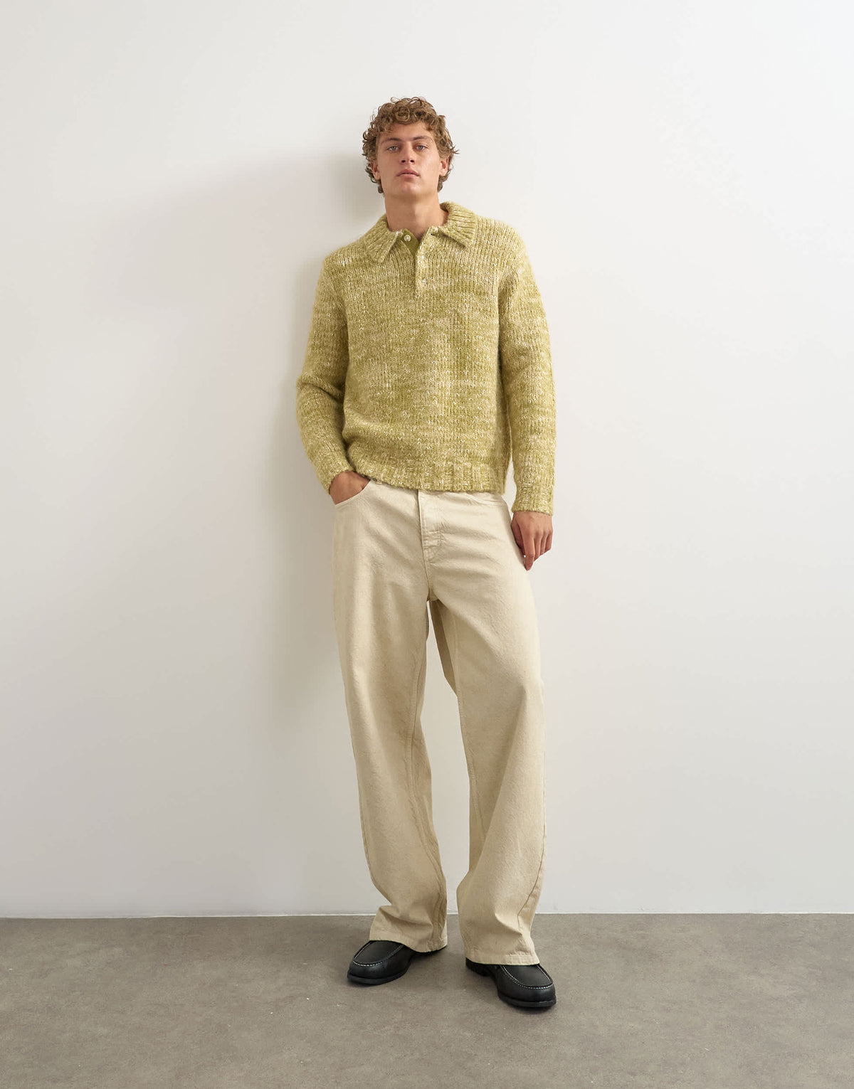 Topman classic fit knitted twist polo in light green