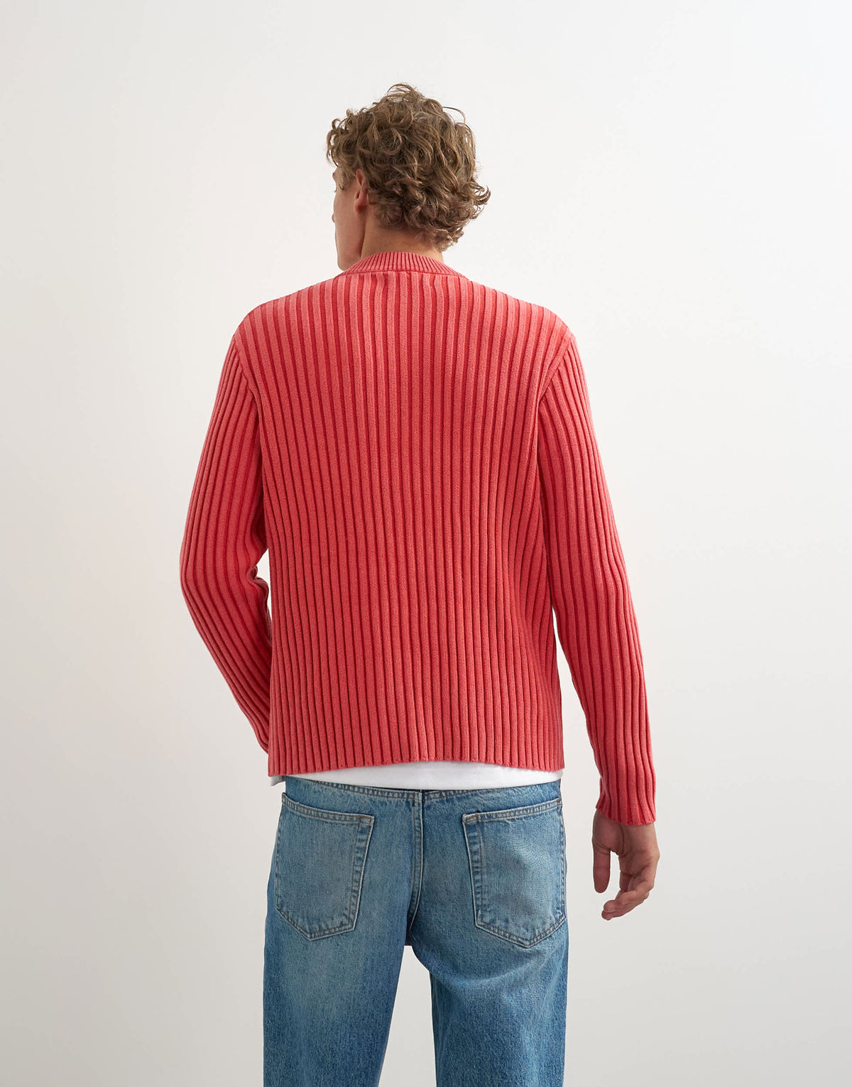 Topman classic fit zip through knitted jumper with thick ribbing in washed red