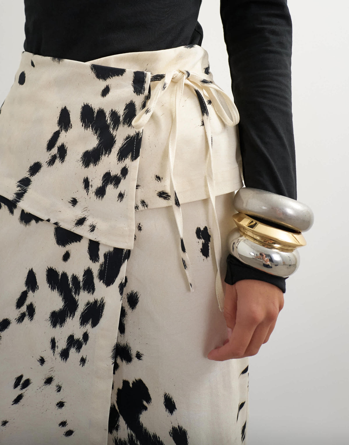 Topshop twill wrap tie detail maxi skirt in cow print