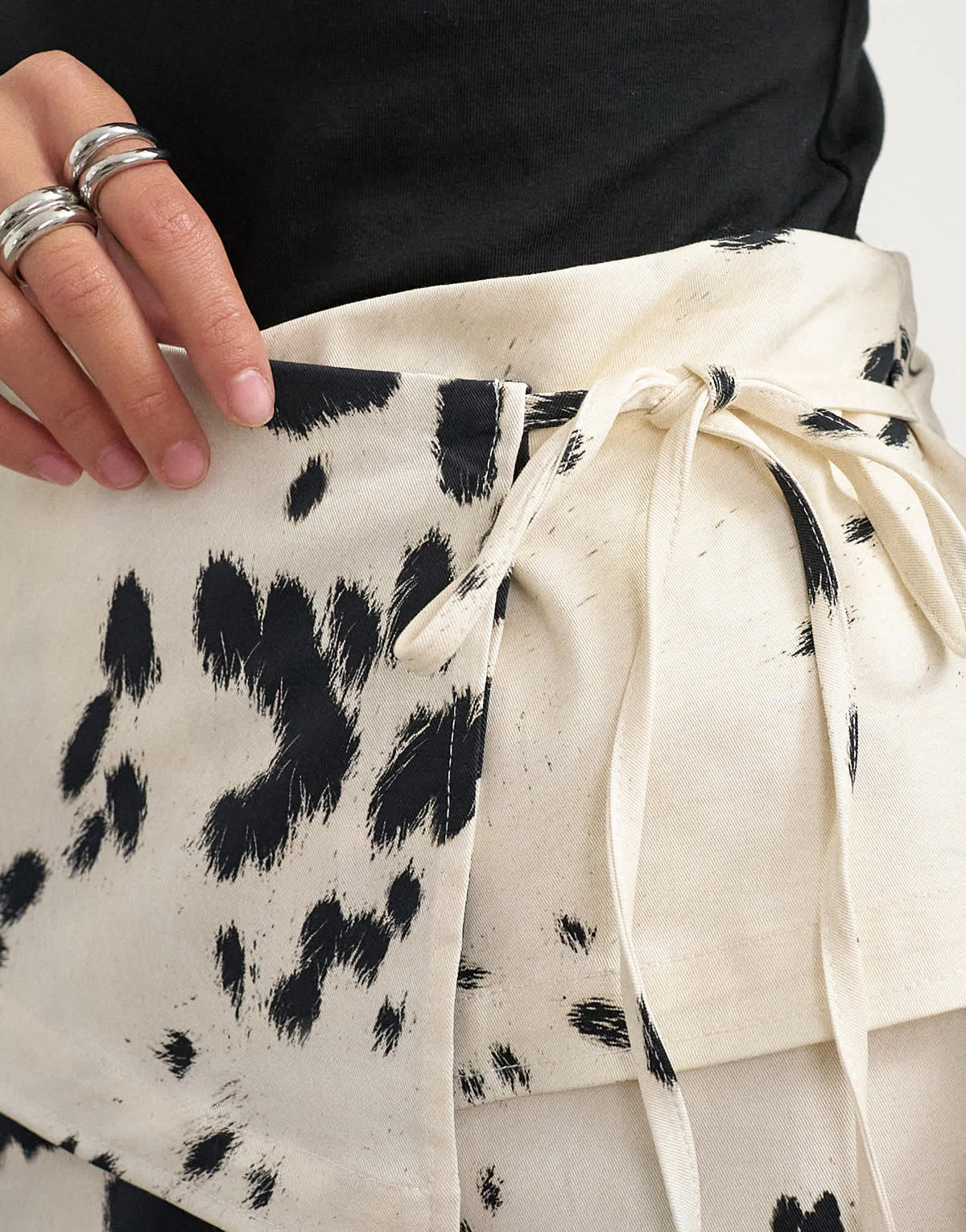 Topshop twill wrap tie detail maxi skirt in cow print