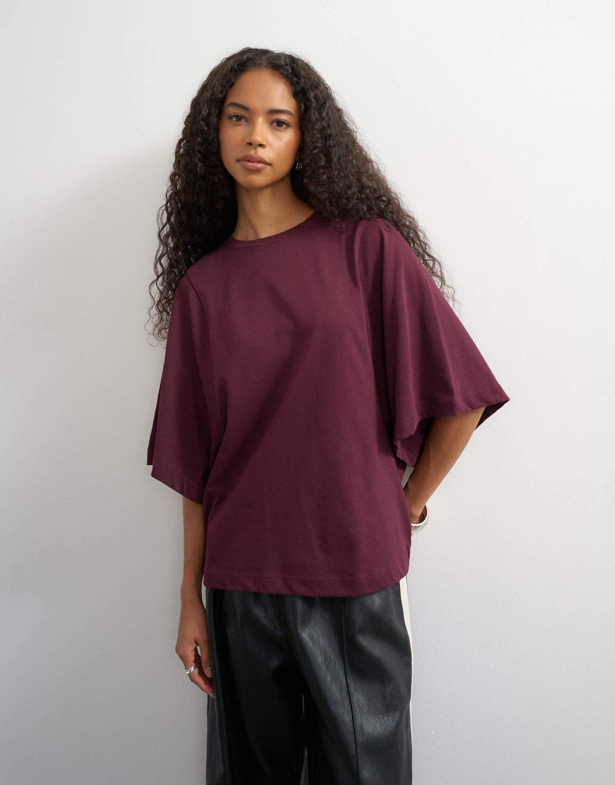 Topshop batwing t-shirt in plum