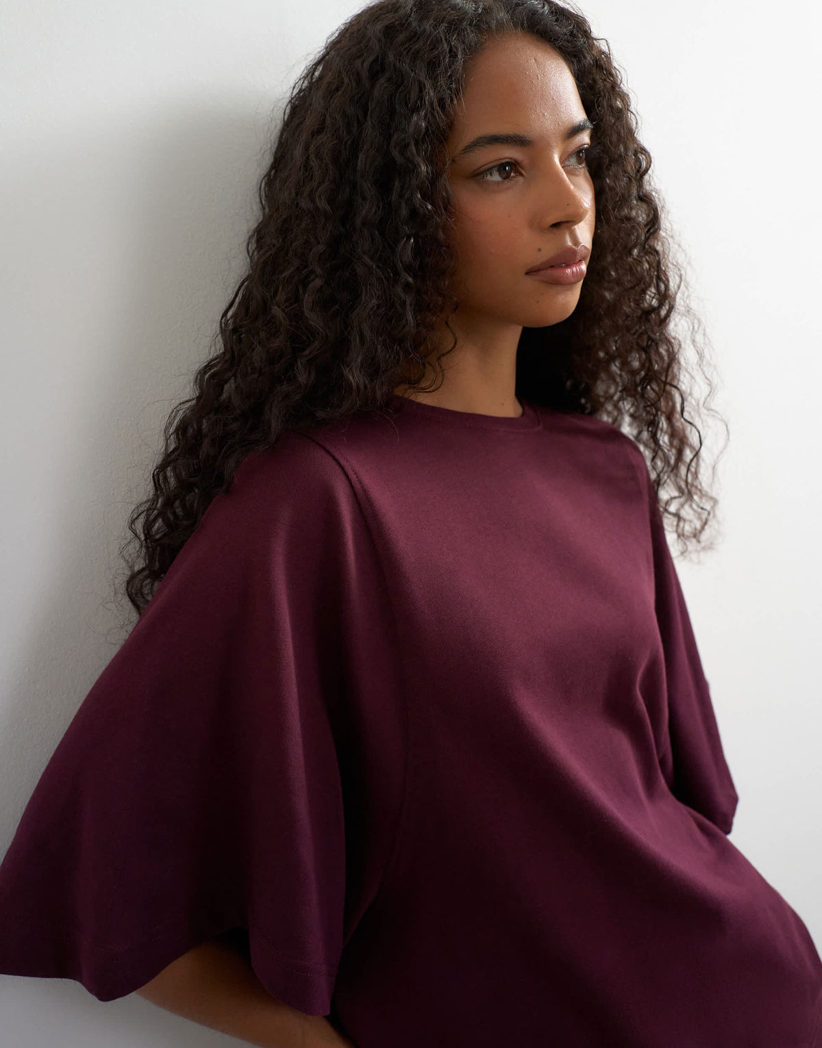 Topshop batwing t-shirt in plum