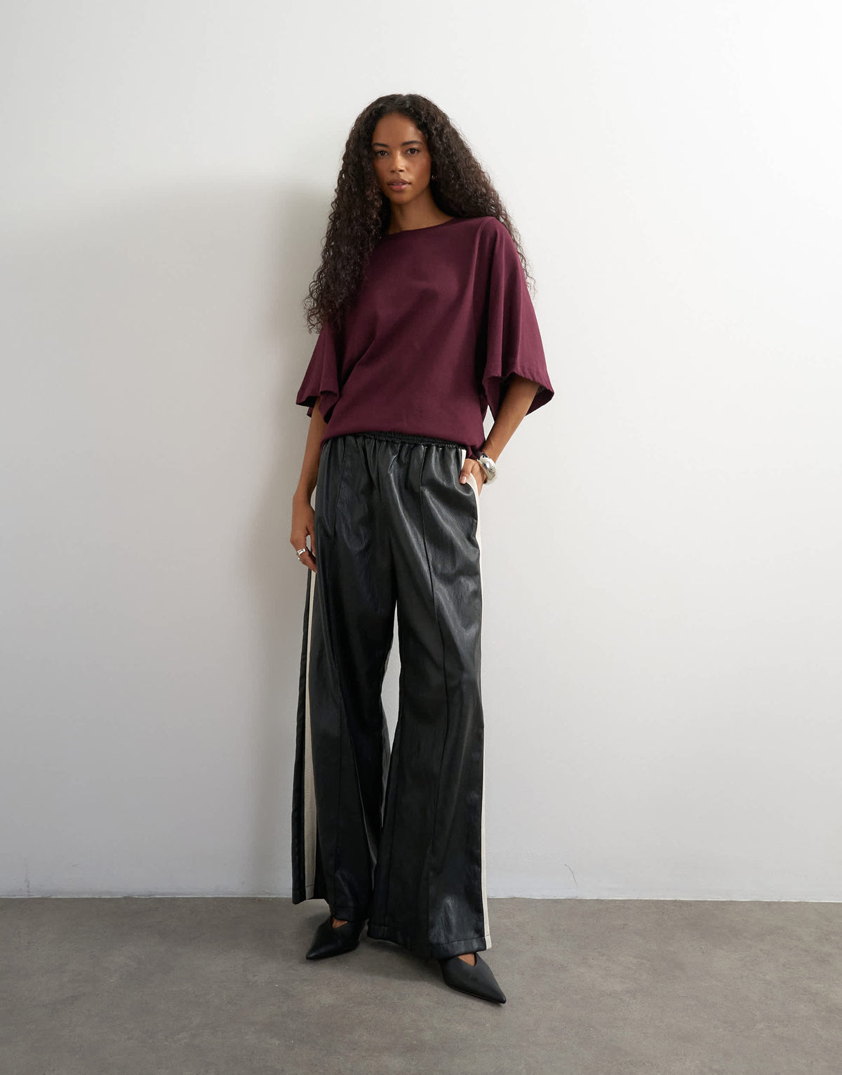 Topshop batwing t-shirt in plum