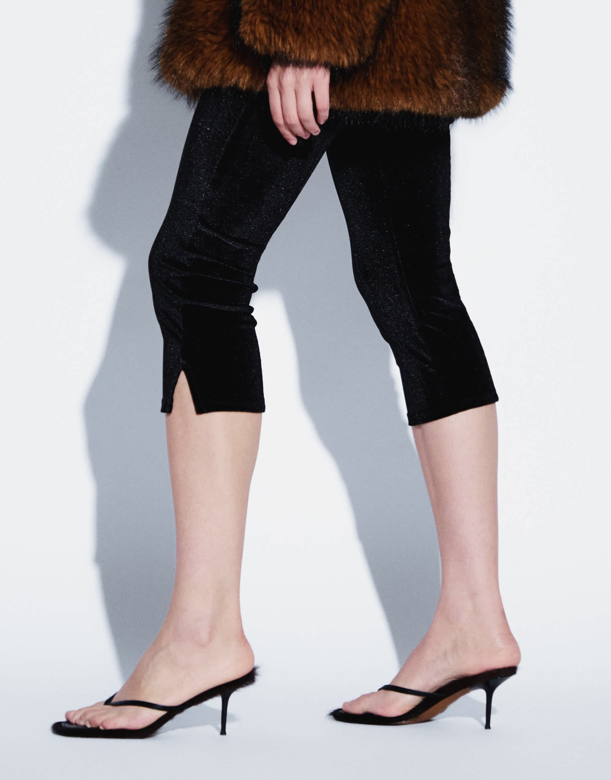 Topshop velvet capri trouser in black
