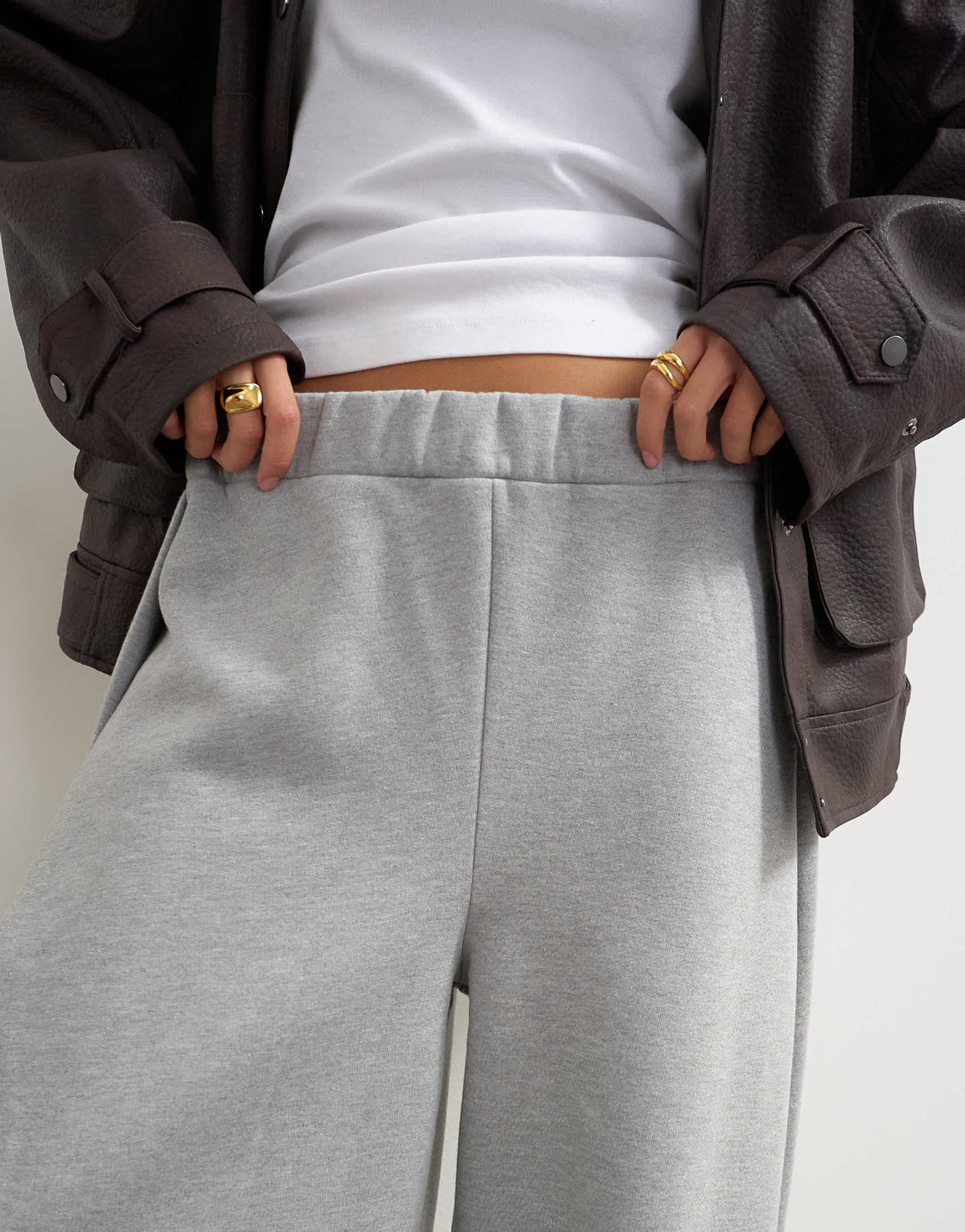 Topshop high waisted pleated joggers in grey marl