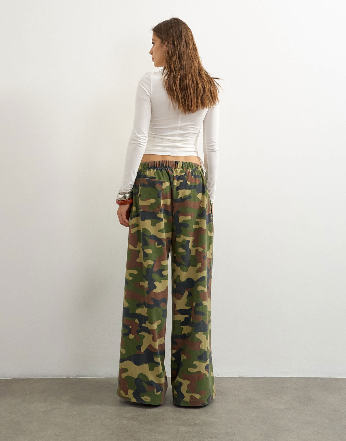 Topshop camo mid rise cropped joggers in khaki
