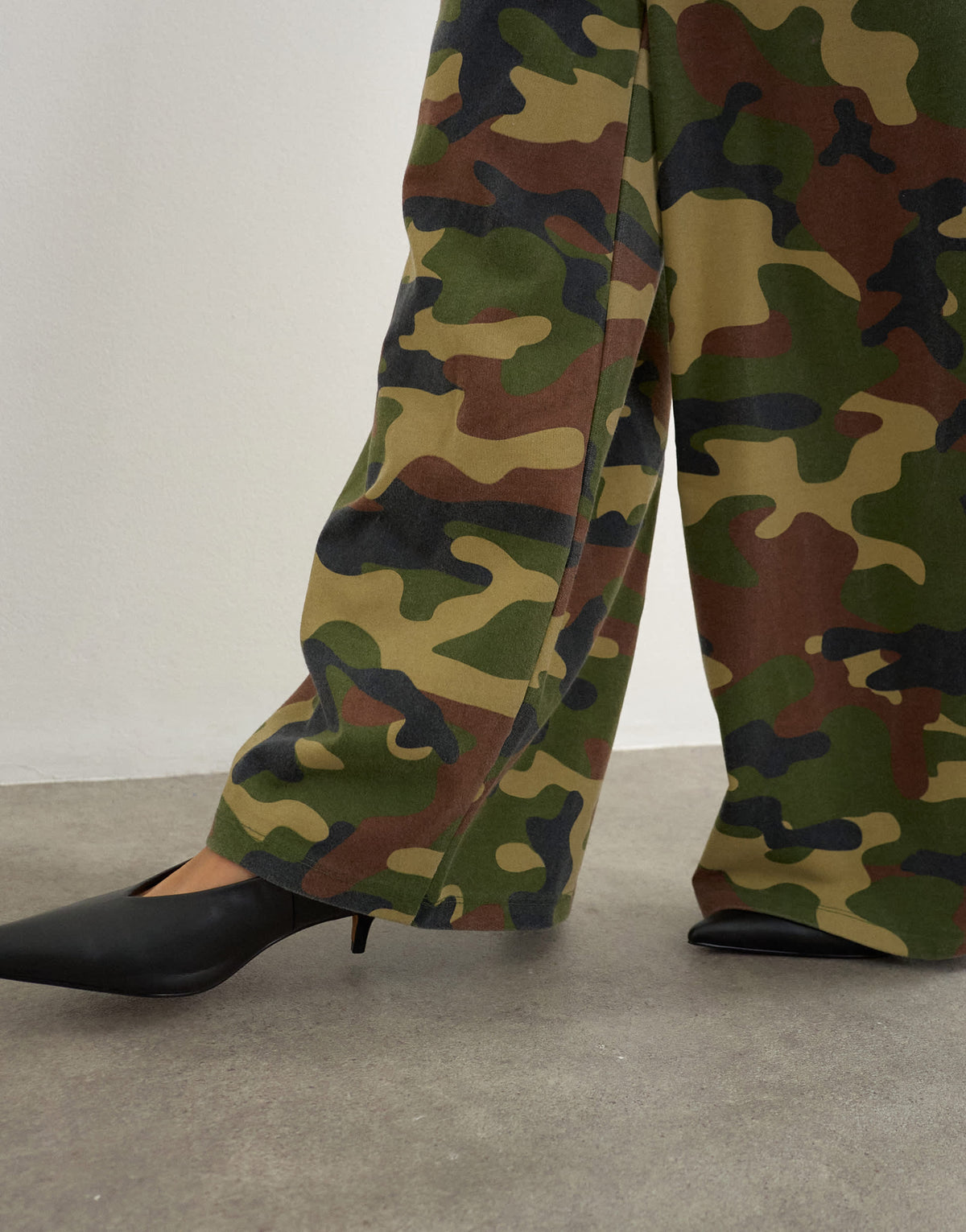 Topshop camo mid rise cropped joggers in khaki