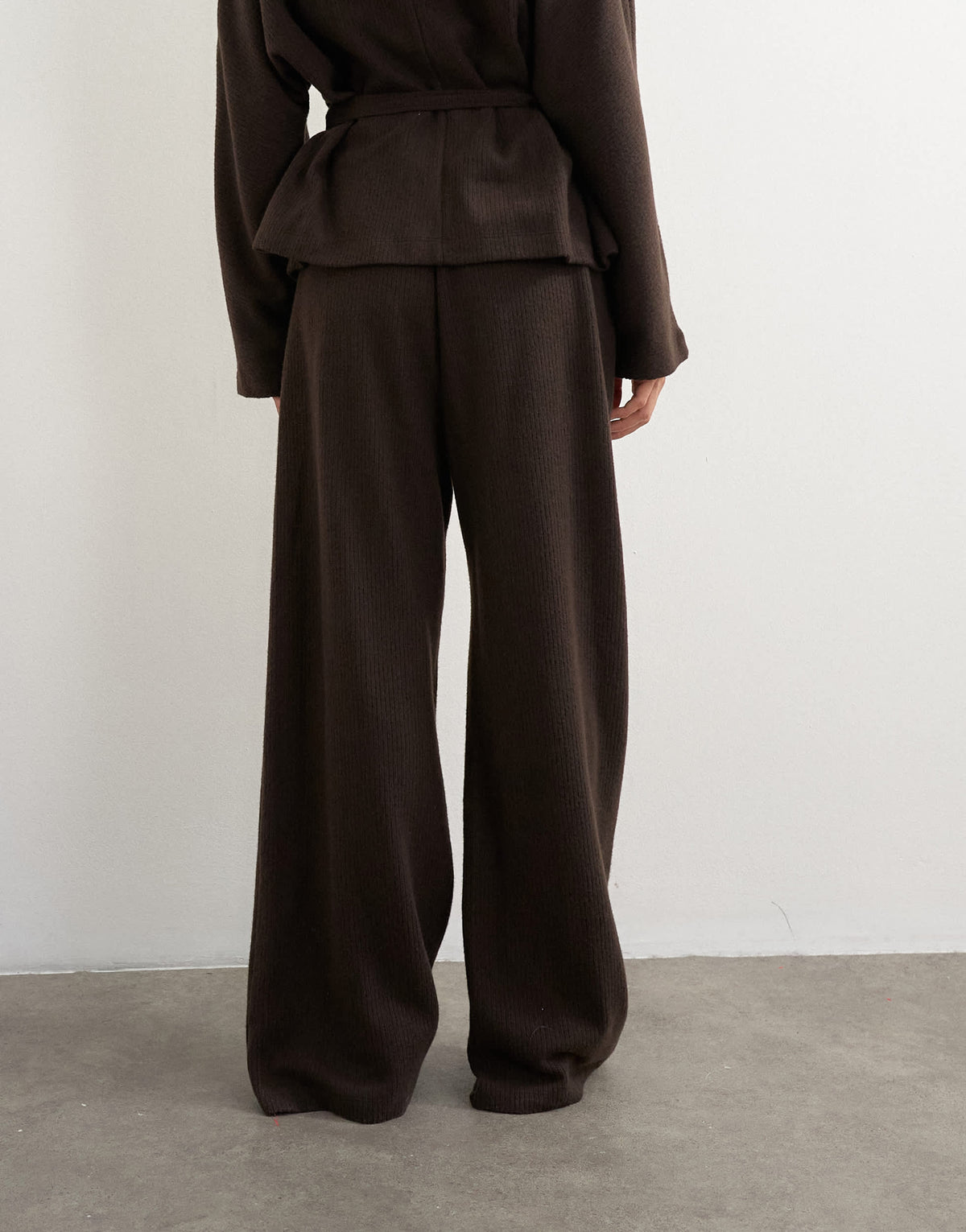 Topshop super soft pleated wide leg joggers in chocolate