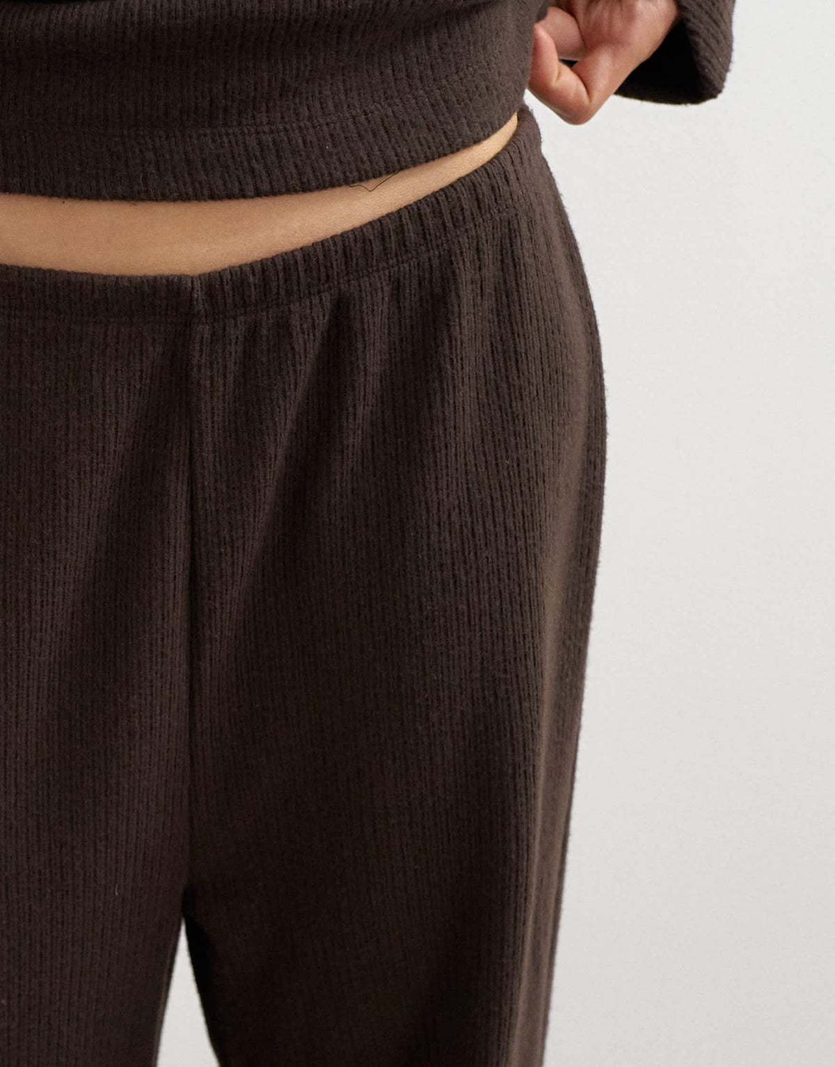 Topshop super soft pleated wide leg joggers in chocolate