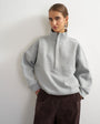 Topshop high neck concealed placket sweat in grey marl