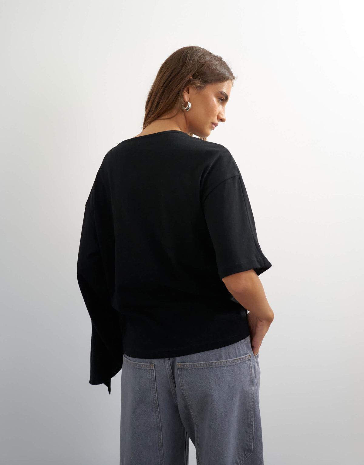 Topshop ruffle asymmetric top in black
