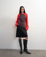 Topshop colour block cinched waist long sleeve raglan t-shirt in red brown