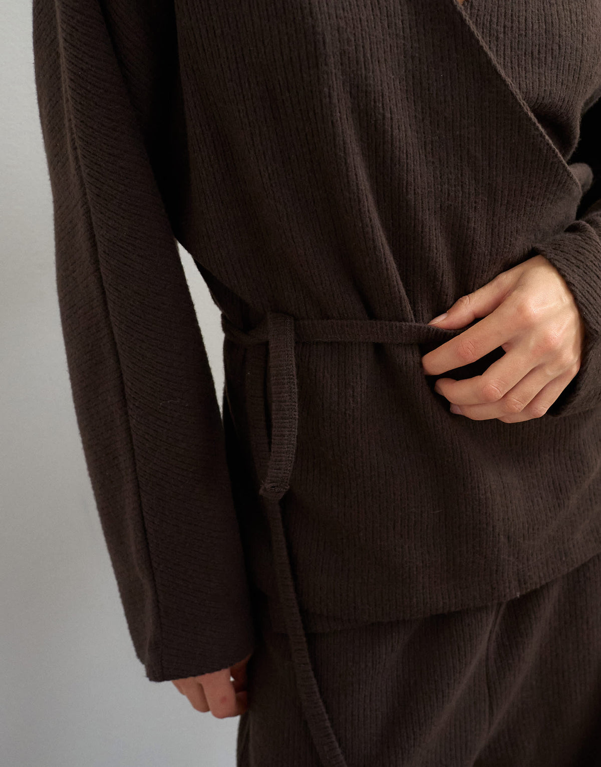 Topshop supersoft wrap detail top in chocolate