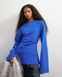 Topshop cinched waist long sleeve raglan t-shirt in colbalt