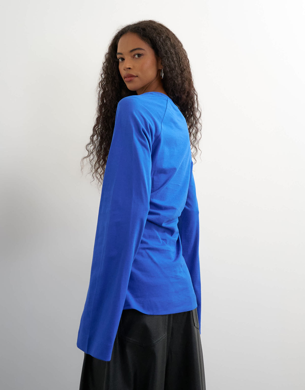 Topshop cinched waist long sleeve raglan t-shirt in colbalt