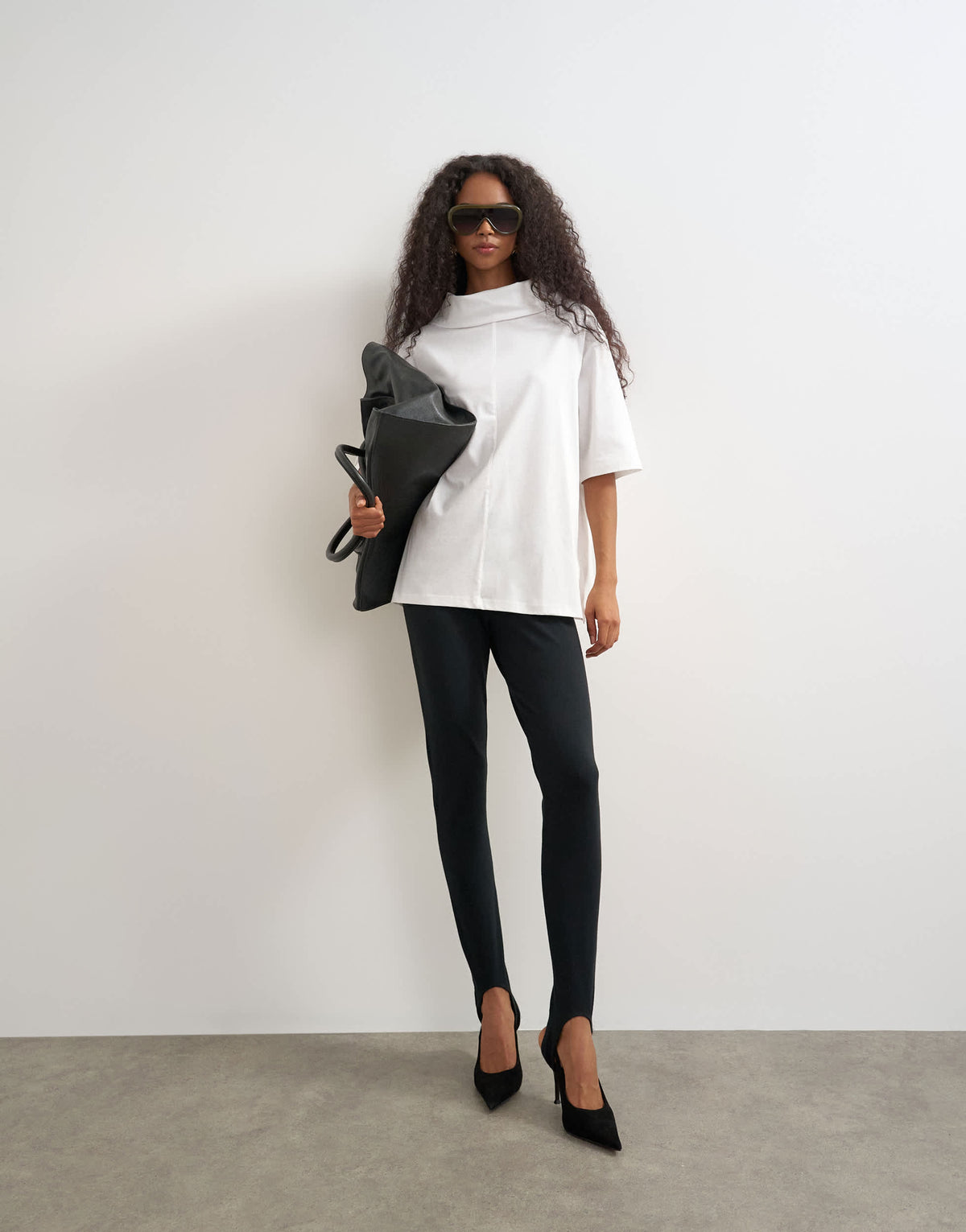Topshop high neck short sleeve boxy top in ecru