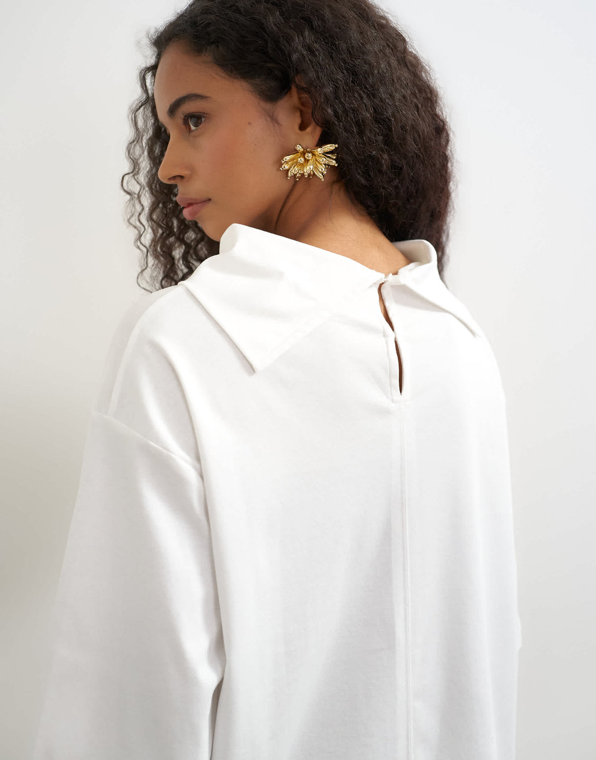 Topshop high neck short sleeve boxy top in ecru