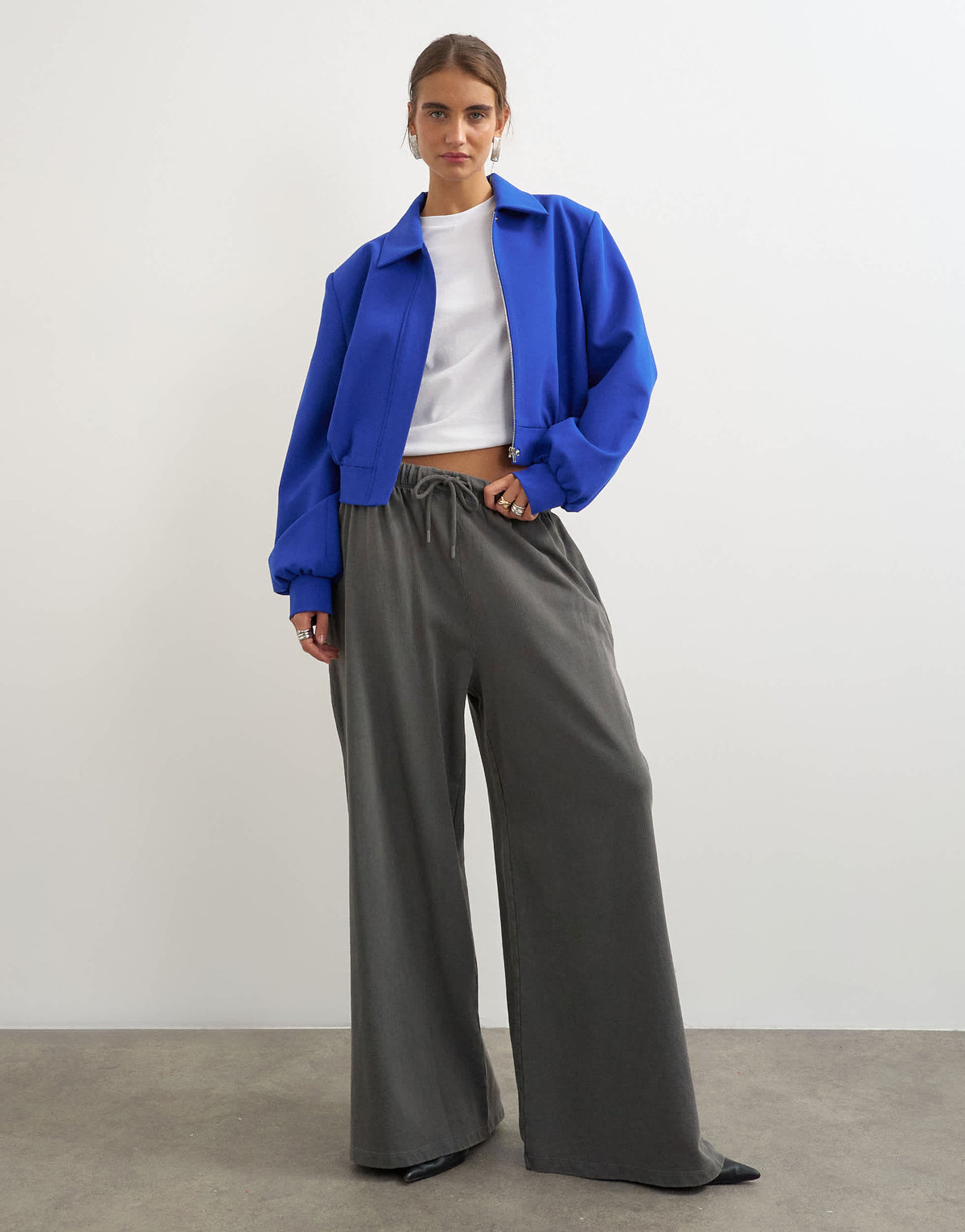 Topshop mid rise joggers in grey wash