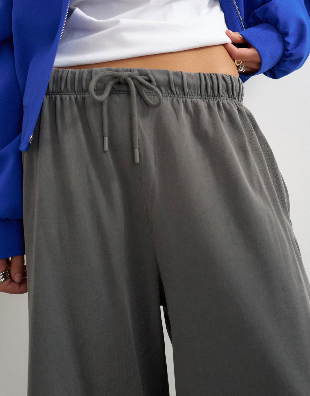 Topshop mid rise joggers in grey wash
