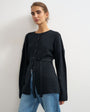 Topshop knitted tie back all needle cardigan in navy