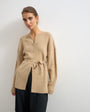 Topshop knitted tie back all needle cardigan in oat