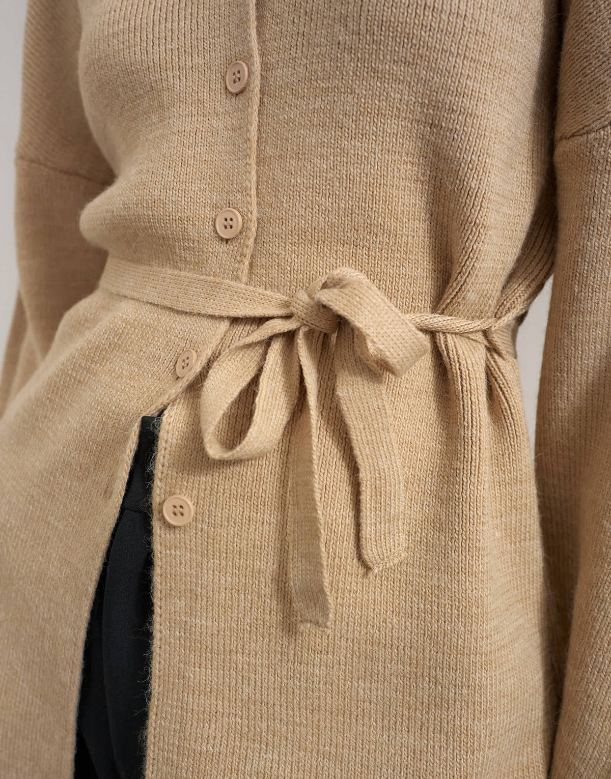 Topshop knitted tie back all needle cardigan in oat