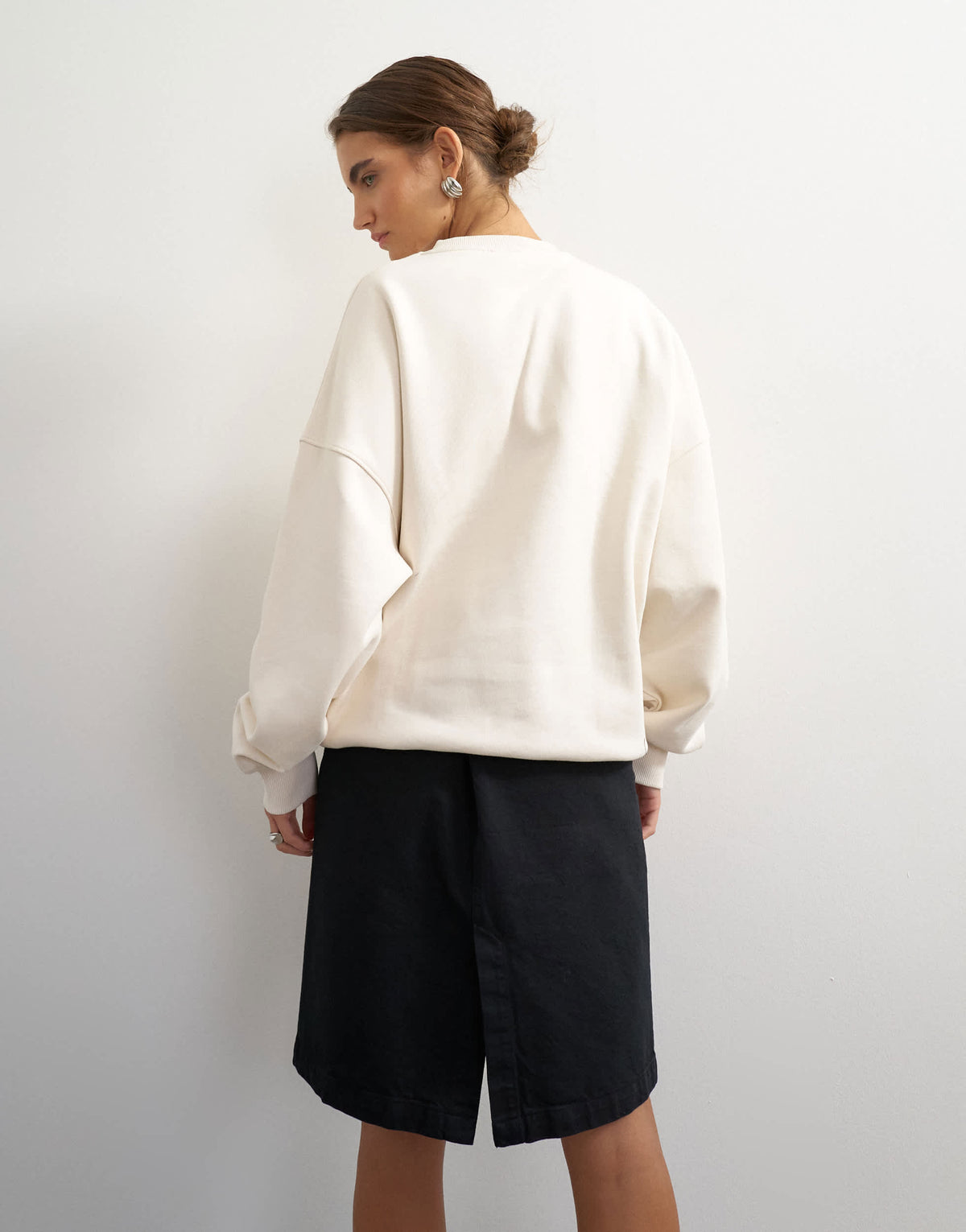 Topshop henley button detail sweat in ecru