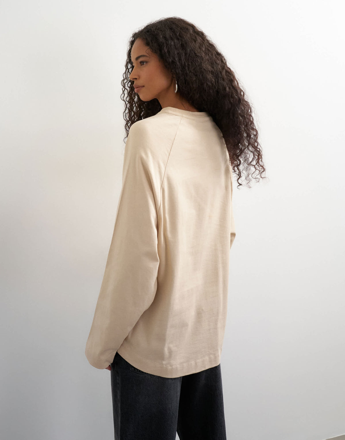 Topshop asymmetric hem raglan sleeve skater t-shirt in ecru