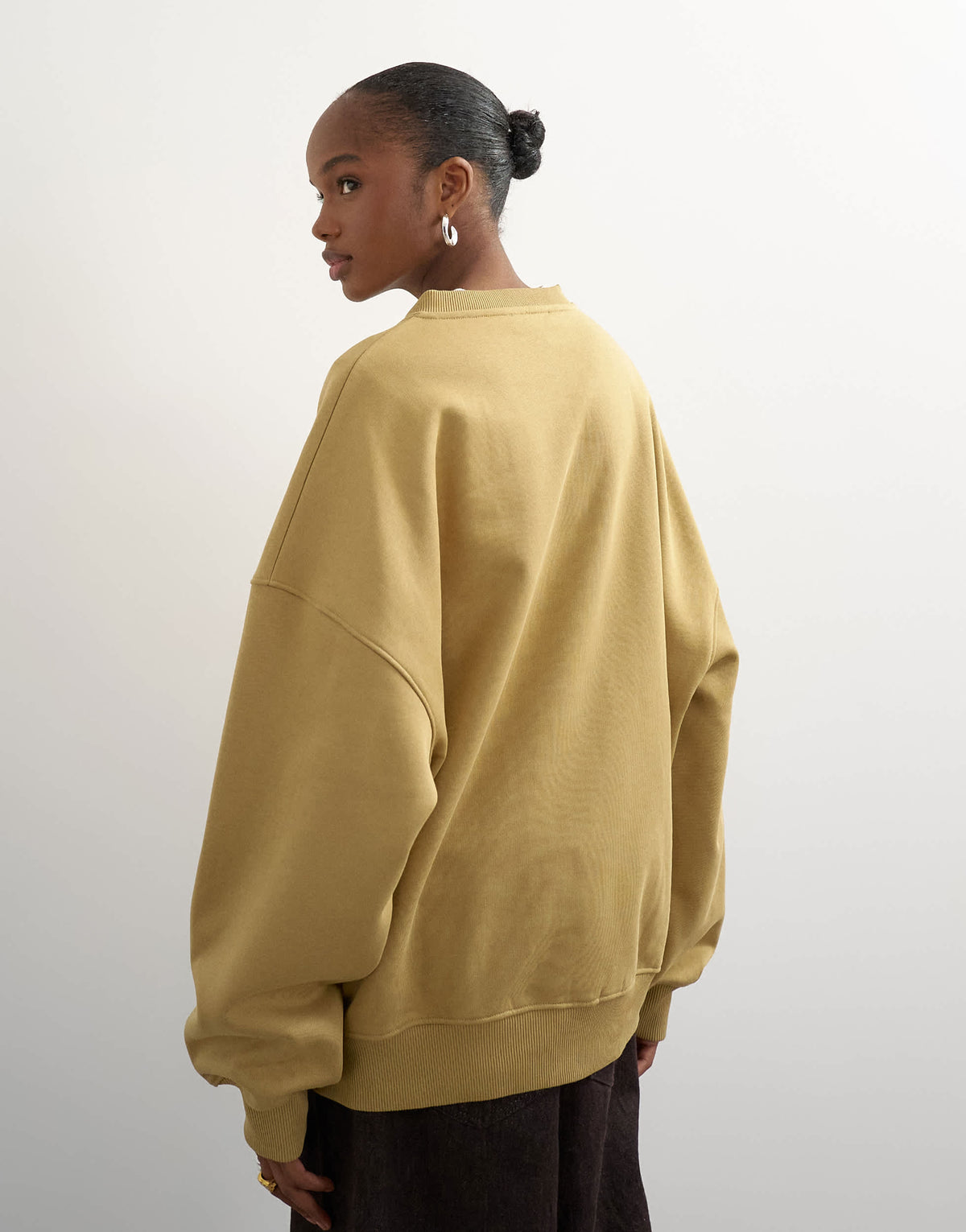 Topshop henley button detail sweat in soft khaki