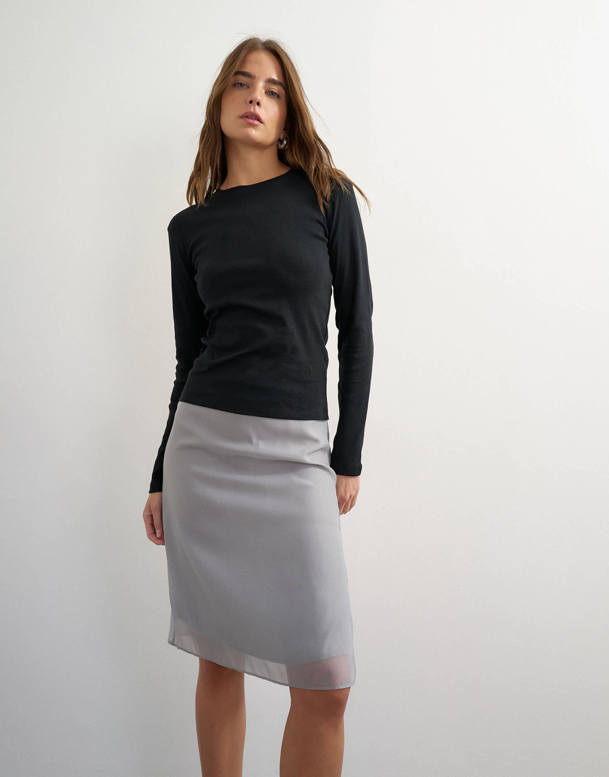 Topshop long sleeve everyday tee in black
