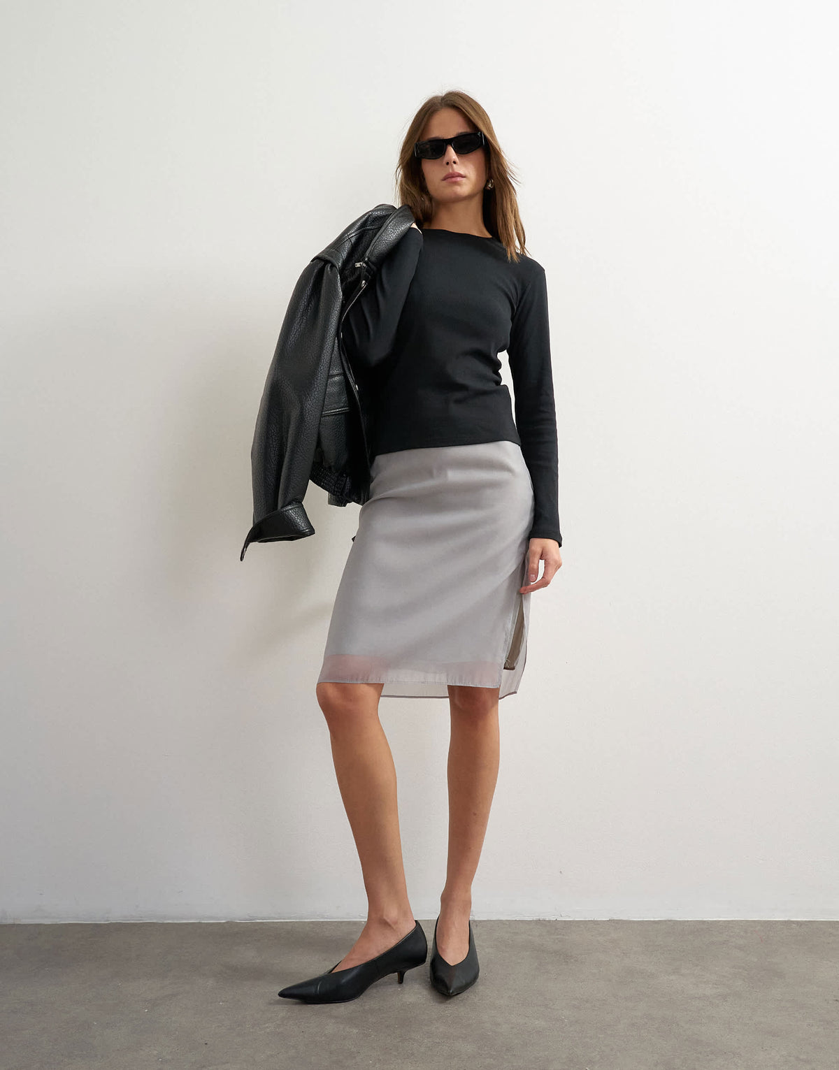 Topshop long sleeve everyday tee in black