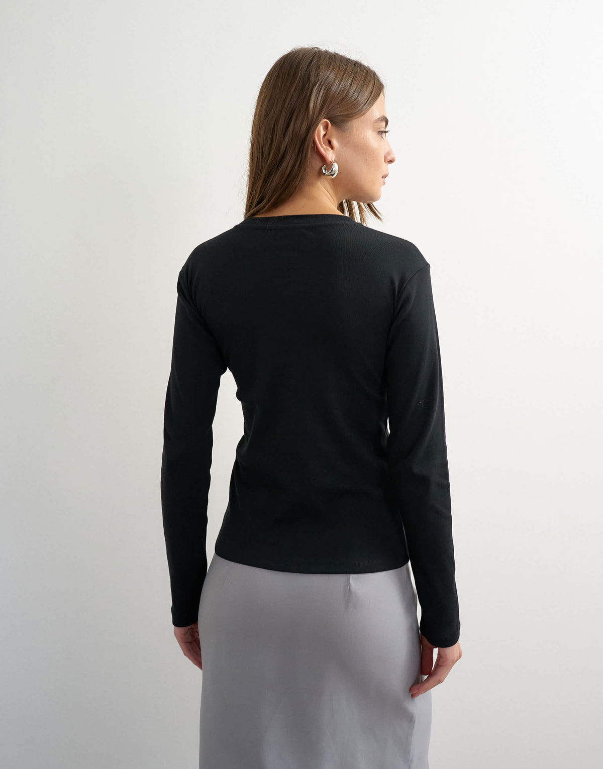 Topshop long sleeve everyday tee in black