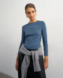Topshop crop sleeve clean raglan top in grey blue