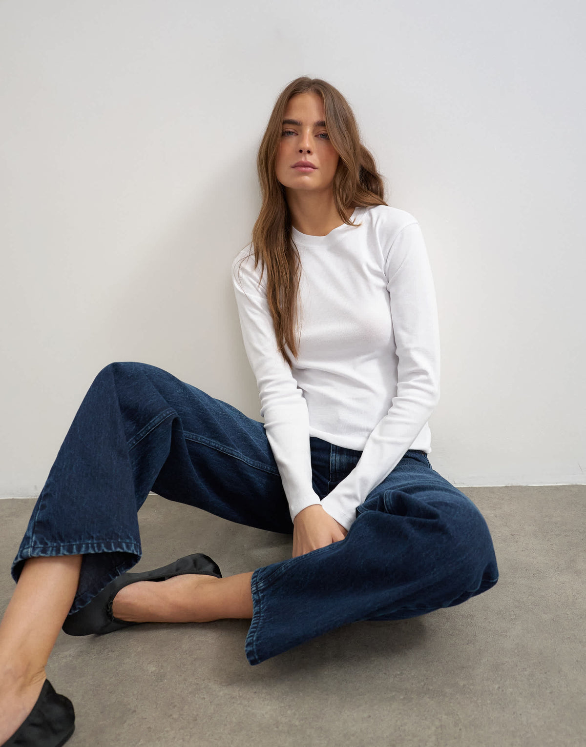 Topshop long sleeve everyday tee in white
