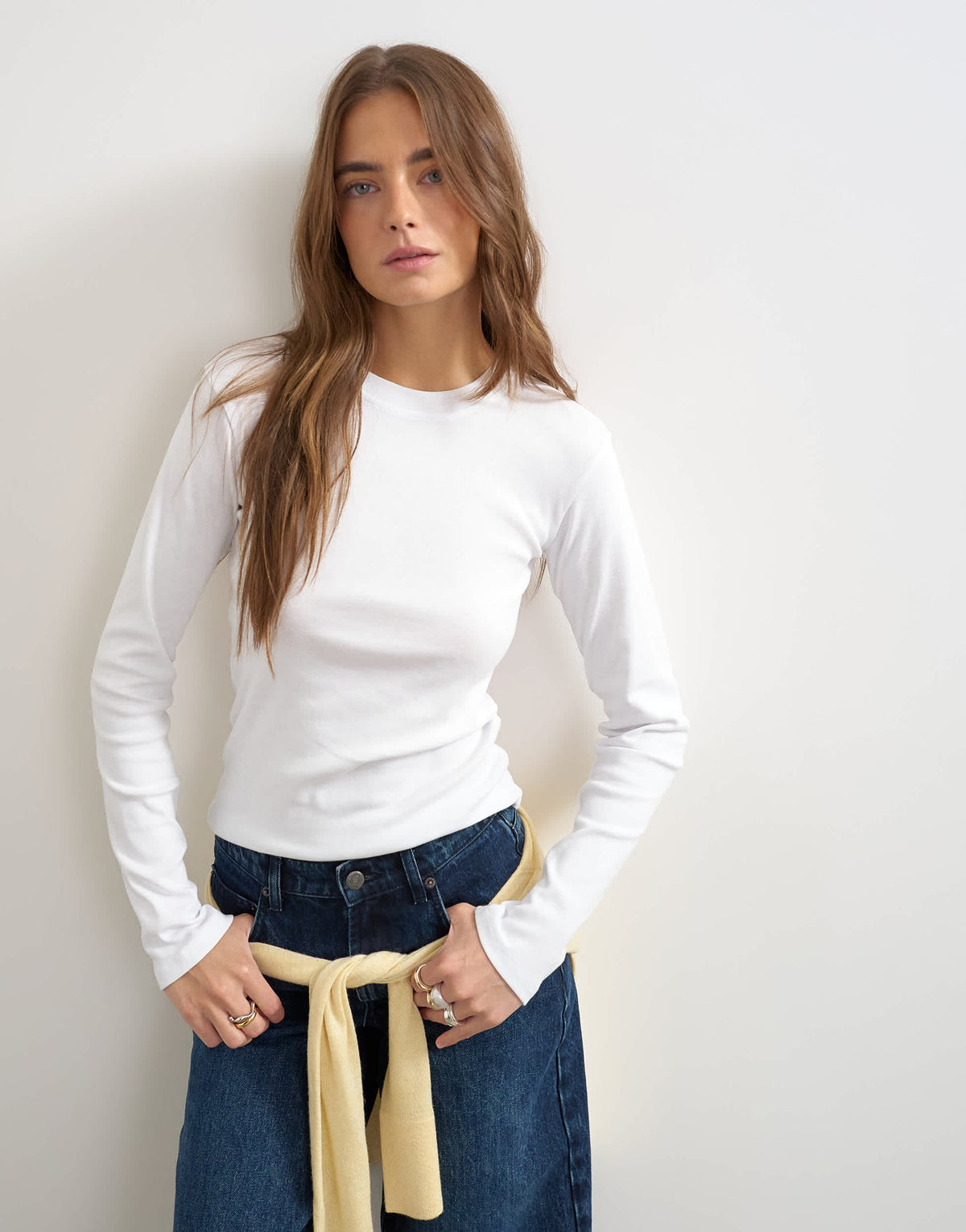 Topshop long sleeve everyday tee in white